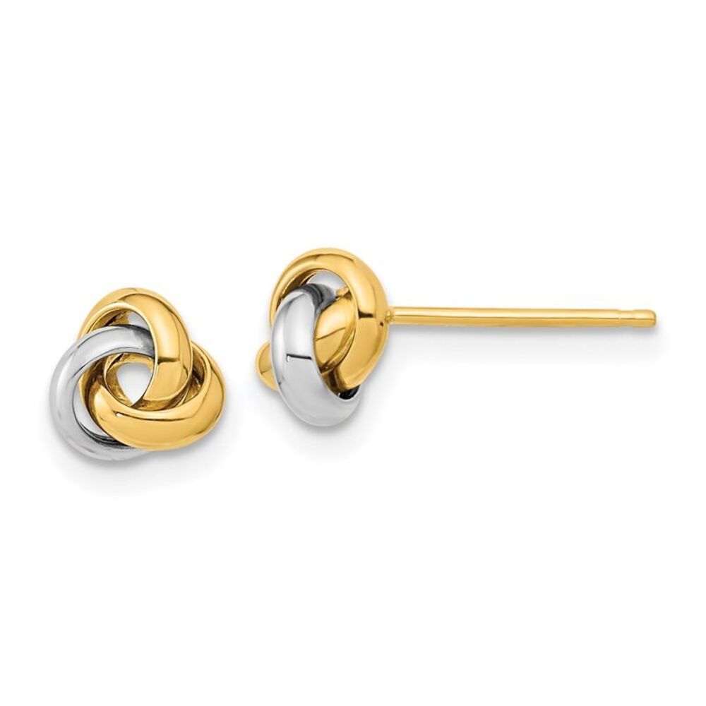 Amanda Rose 14K Two Tone Love Knot Stud Earrings
